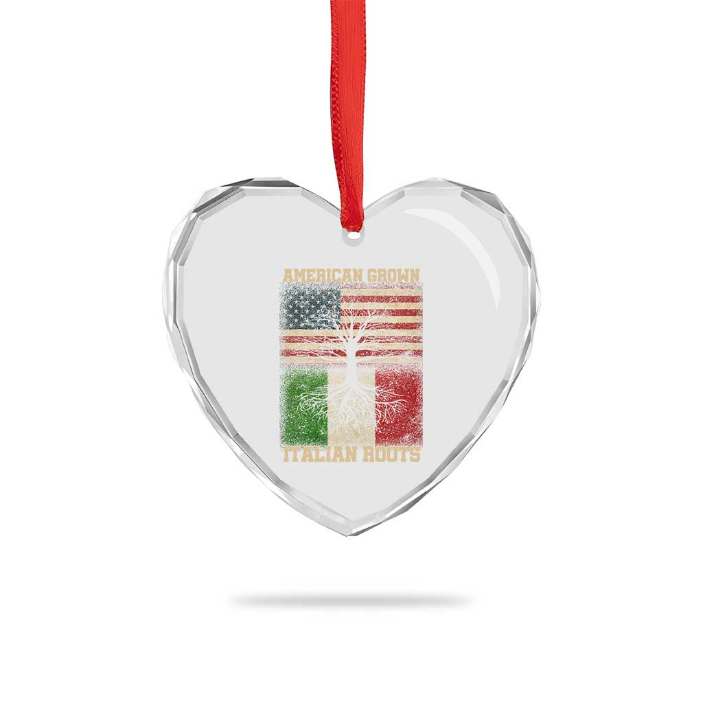 American Grown Italian Roots Heart Crystal Glass Ornament USA Italy Flag Family Tree Italian TS10 Print Your Wear