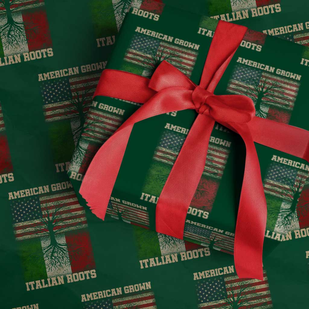 American Grown Italian Roots Wrapping Paper Roll USA Italy Flag Family Tree Italian TS10 Green Print Your Wear