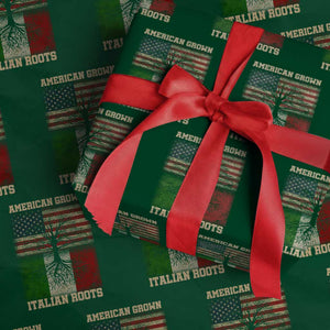 American Grown Italian Roots Wrapping Paper Roll USA Italy Flag Family Tree Italian TS10 Green Print Your Wear