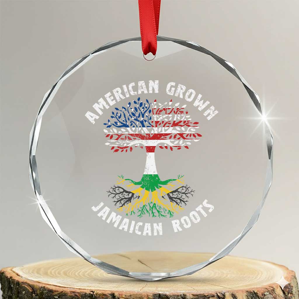 American Grown Jamaican Roots Crystal Glass Ornament Retro USA Jamaica Flag TS10 Transparent Glass 3'' Circle Print Your Wear