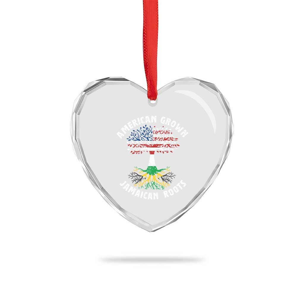 American Grown Jamaican Roots Heart Crystal Glass Ornament Retro USA Jamaica Flag TS10 Print Your Wear