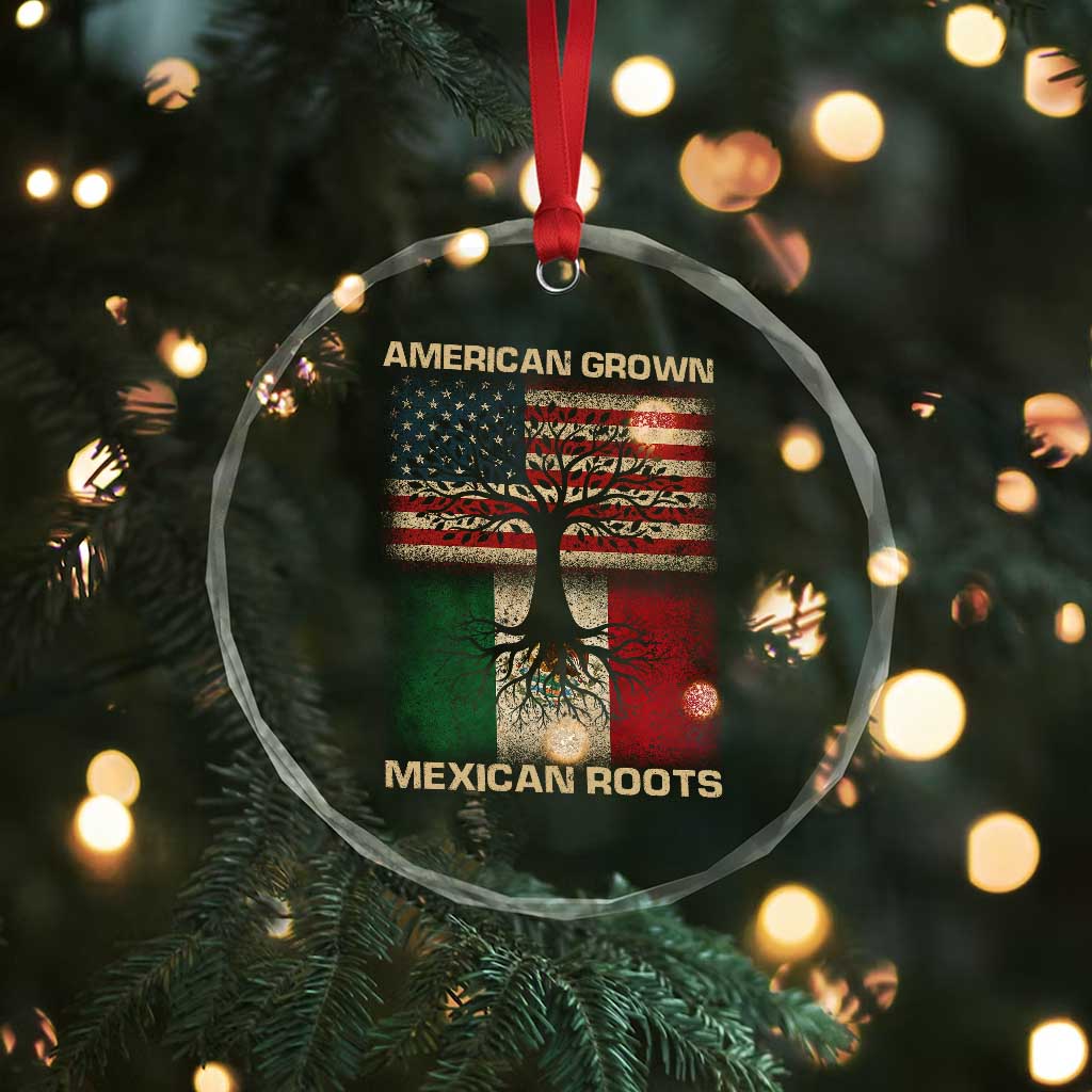 American Grown Mexican Roots Crystal Glass Ornament Retro Mexico America Flag TS10 Print Your Wear