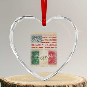 American Grown Mexican Roots Heart Crystal Glass Ornament Retro Mexico America Flag TS10 Transparent Glass 3'' Heart Print Your Wear