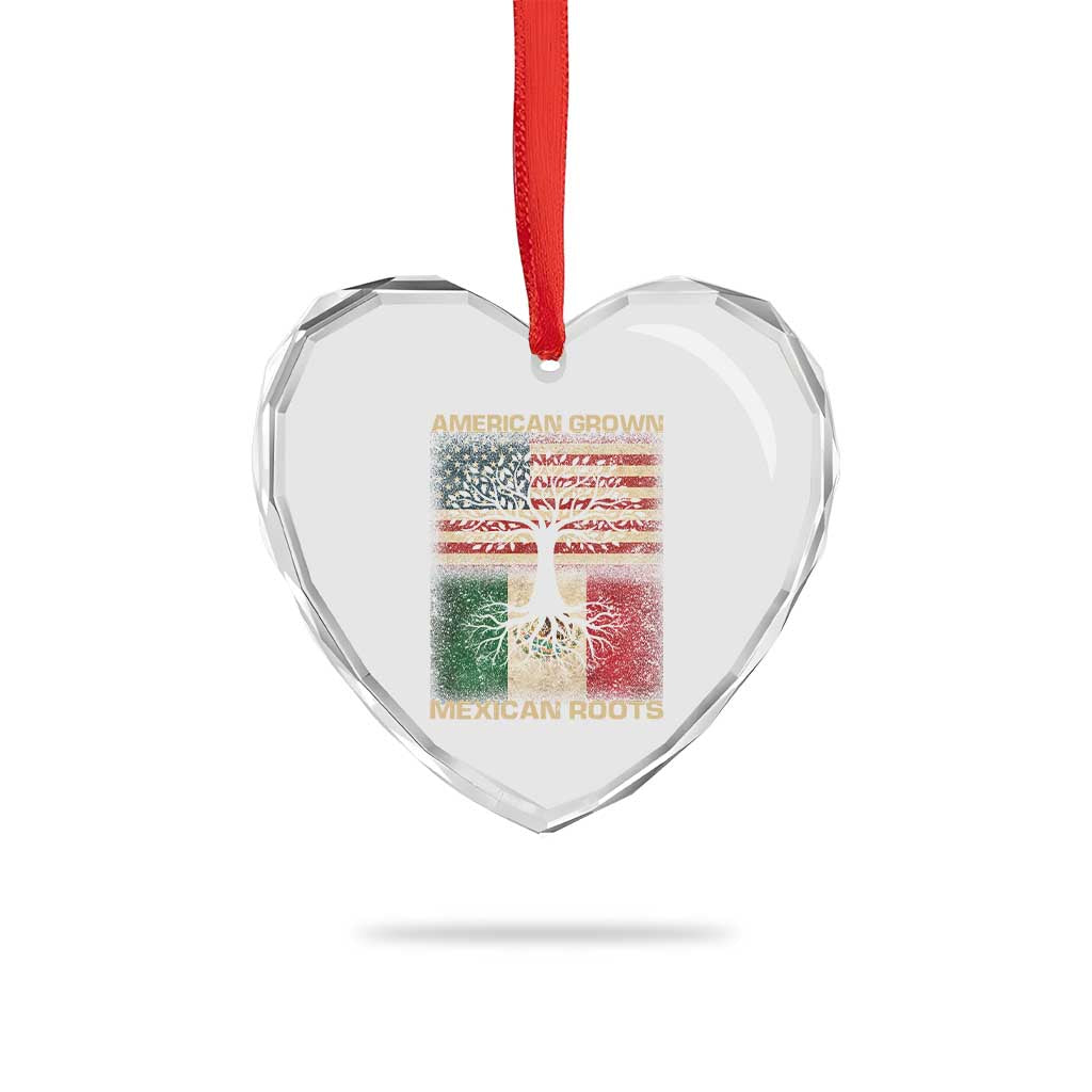 American Grown Mexican Roots Heart Crystal Glass Ornament Retro Mexico America Flag TS10 Print Your Wear