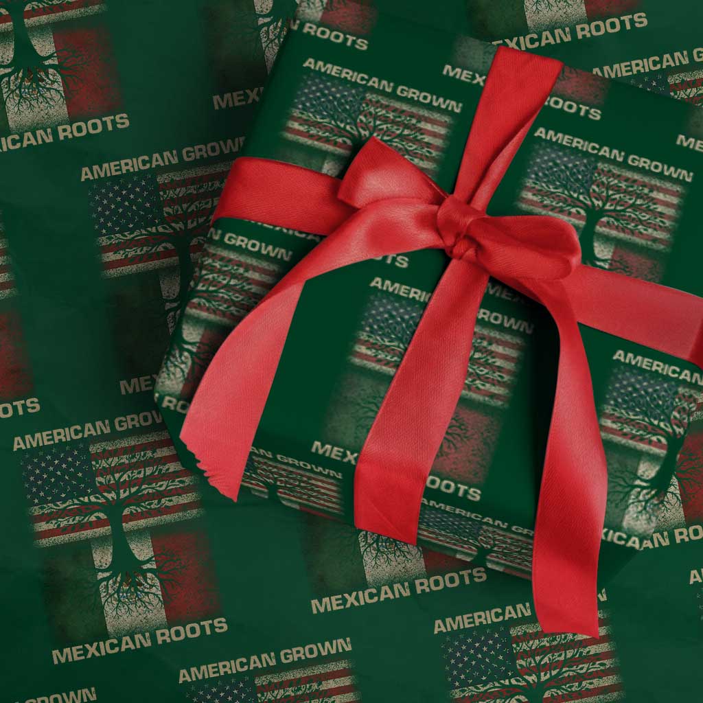 American Grown Mexican Roots Wrapping Paper Roll Retro Mexico America Flag TS10 Green Print Your Wear