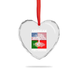 American Grown Portuguese Roots Heart Crystal Glass Ornament Distressed Tree Portugal USA Flag TS10 Print Your Wear
