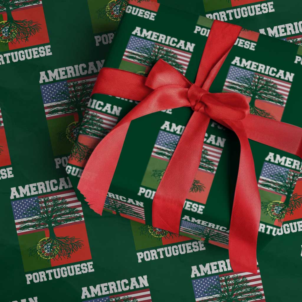 American Grown Portuguese Roots Wrapping Paper Roll Distressed Tree Portugal USA Flag TS10 Green Print Your Wear