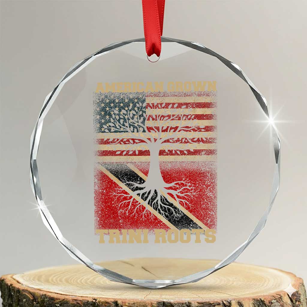 American Grown Trini Roots Crystal Glass Ornament Trinidad and Tobago USA Flag Trinidadian Proud Us TS10 Transparent Glass 3'' Circle Print Your Wear