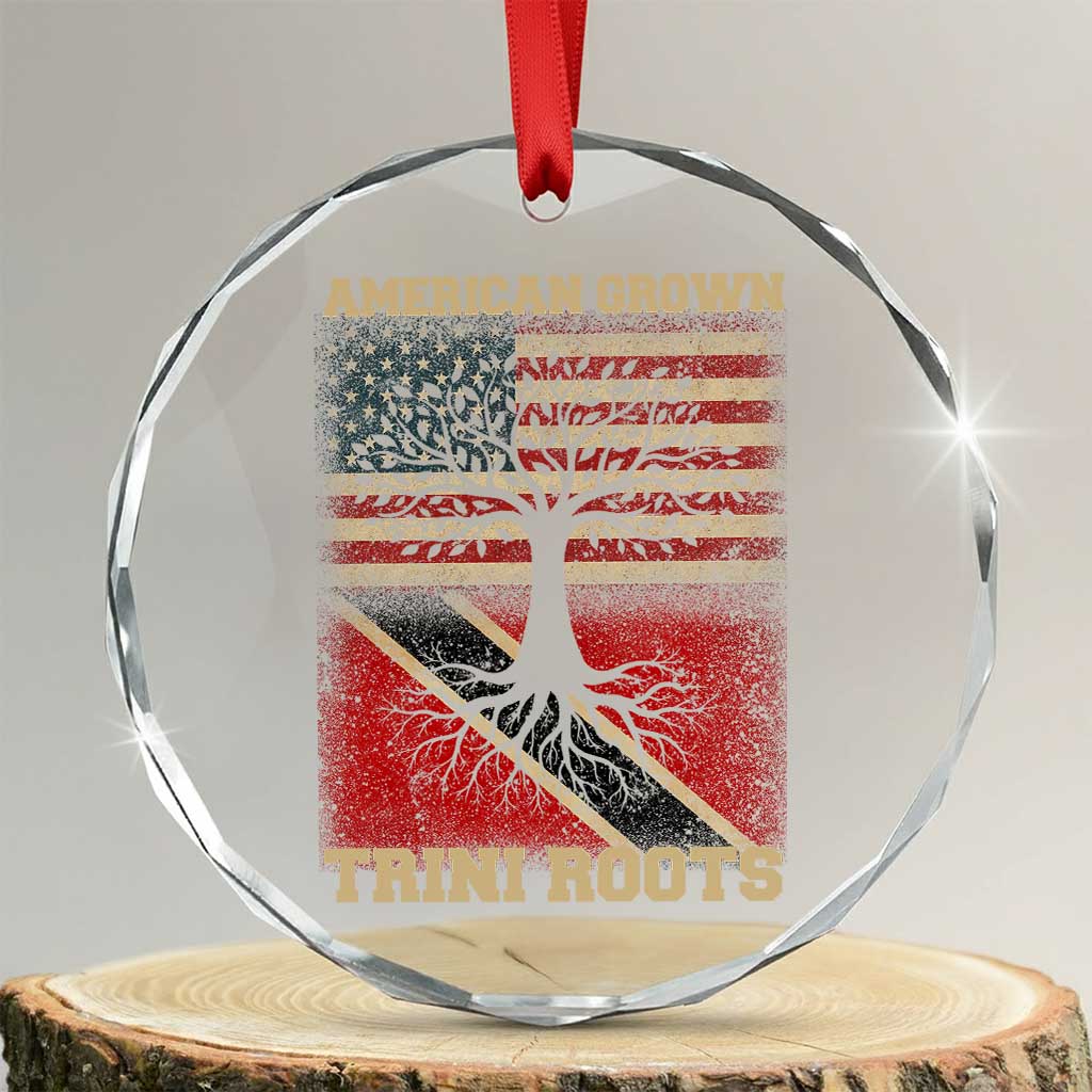 American Grown Trini Roots Crystal Glass Ornament Trinidad and Tobago USA Flag Trinidadian Proud Us TS10 Transparent Glass 3'' Circle Print Your Wear