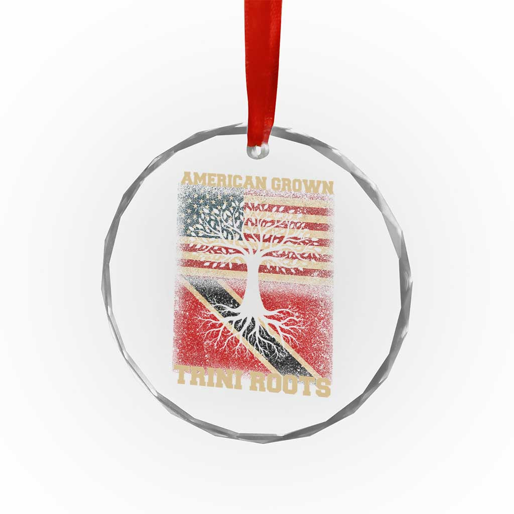 American Grown Trini Roots Crystal Glass Ornament Trinidad and Tobago USA Flag Trinidadian Proud Us TS10 Transparent Glass 3'' Circle Print Your Wear