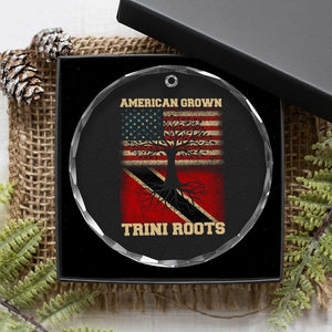 American Grown Trini Roots Crystal Glass Ornament Trinidad and Tobago USA Flag Trinidadian Proud Us TS10 Print Your Wear