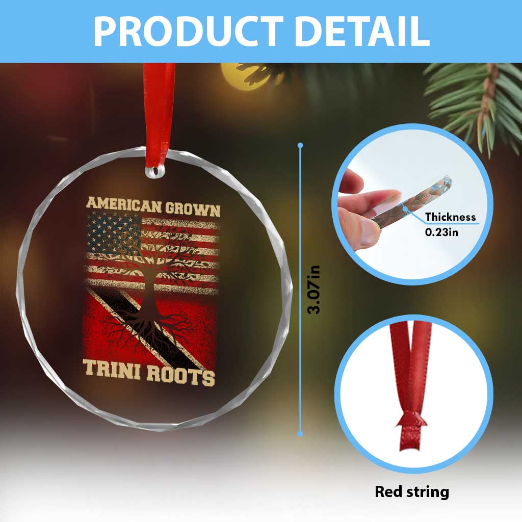 American Grown Trini Roots Crystal Glass Ornament Trinidad and Tobago USA Flag Trinidadian Proud Us TS10 Print Your Wear