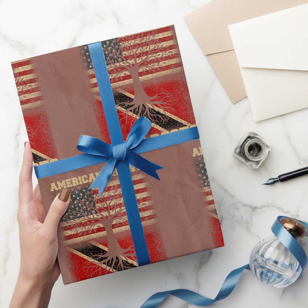 American Grown Trini Roots Wrapping Paper Roll Trinidad and Tobago USA Flag Trinidadian Proud Us TS10 Mocha Print Your Wear