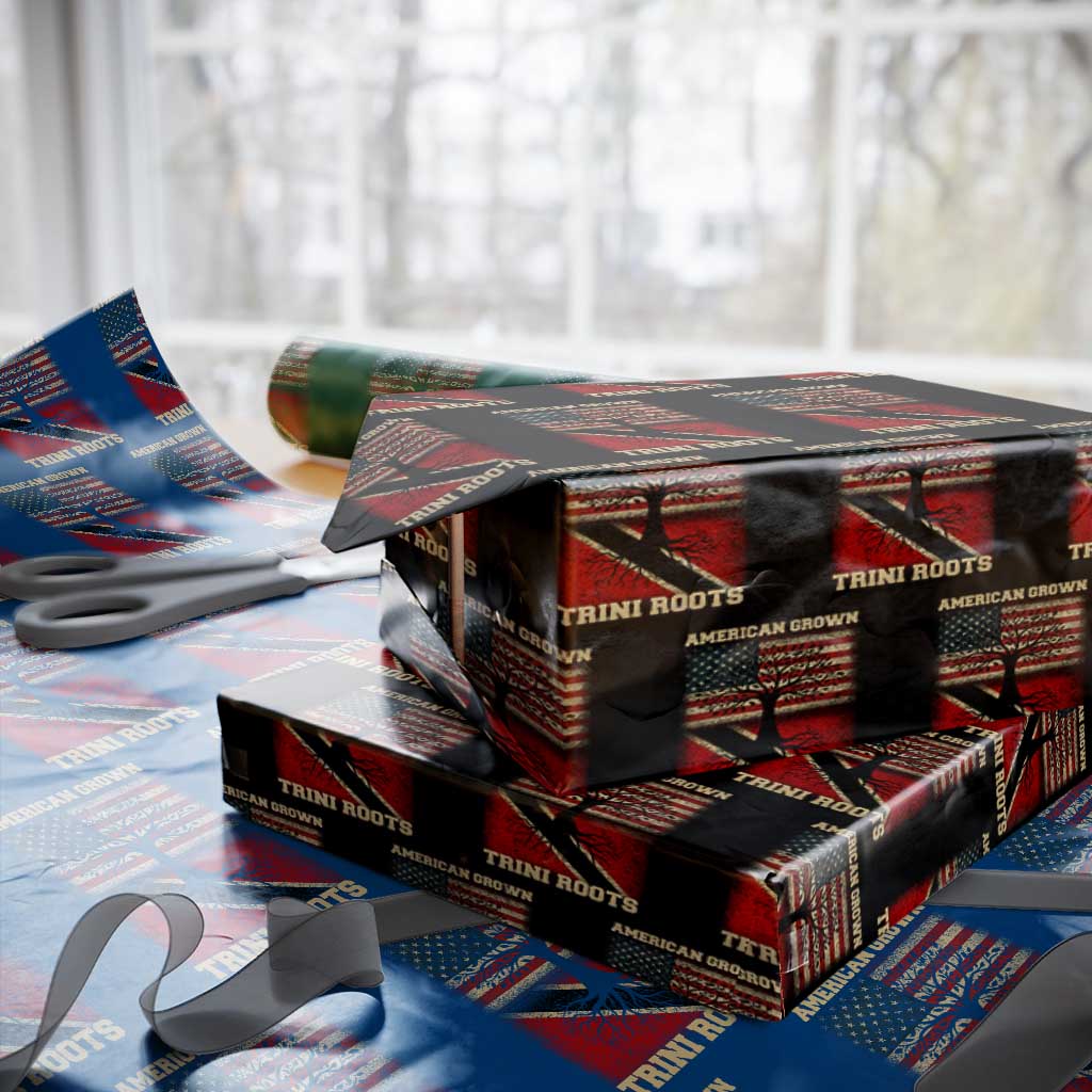 American Grown Trini Roots Wrapping Paper Roll Trinidad and Tobago USA Flag Trinidadian Proud Us TS10 Black Print Your Wear