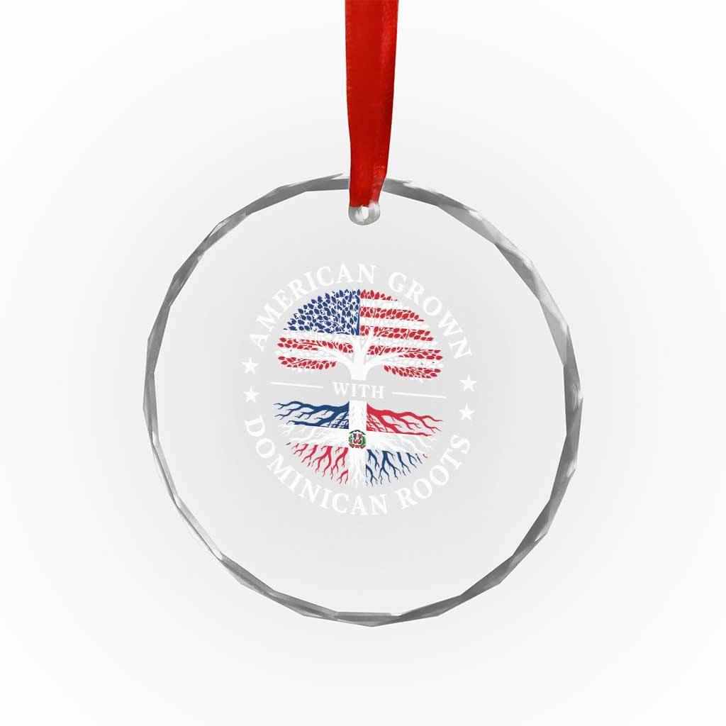 American Grown With Dominican Roots Crystal Glass Ornament USA Dominican Republic Heritage Pride Gift
