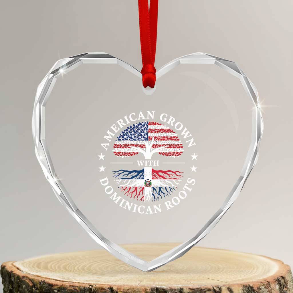 American Grown With Dominican Roots Heart Crystal Glass Ornament USA Dominican Republic Heritage Pride Gift TS10 Transparent Glass 3'' Heart Print Your Wear