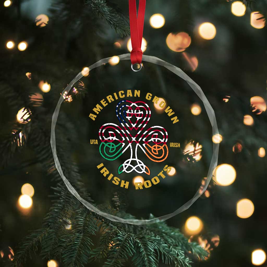 American Grown With Irish Roots Crystal Glass Ornament Irish American Shamrock TS11 Print Your Wear