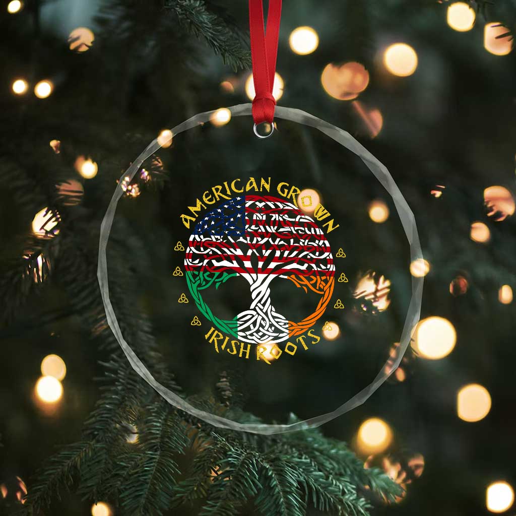 American Grown With Irish Roots Crystal Glass Ornament Irish American Tree TS11 Print Your Wear