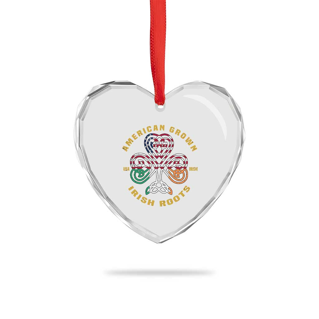 American Grown With Irish Roots Heart Crystal Glass Ornament Irish American Shamrock TS11 Print Your Wear