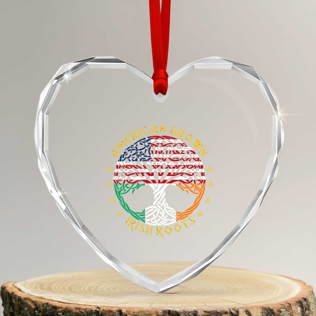 American Grown With Irish Roots Heart Crystal Glass Ornament Irish American Tree TS11 Transparent Glass 3'' Heart Print Your Wear
