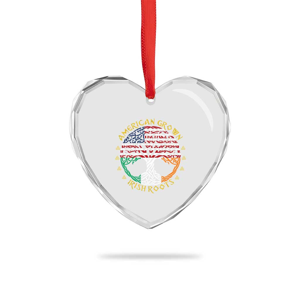 American Grown With Irish Roots Heart Crystal Glass Ornament Irish American Tree TS11 Print Your Wear