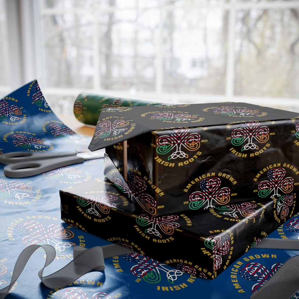 American Grown With Irish Roots Wrapping Paper Roll Irish American Shamrock TS11 Black Print Your Wear