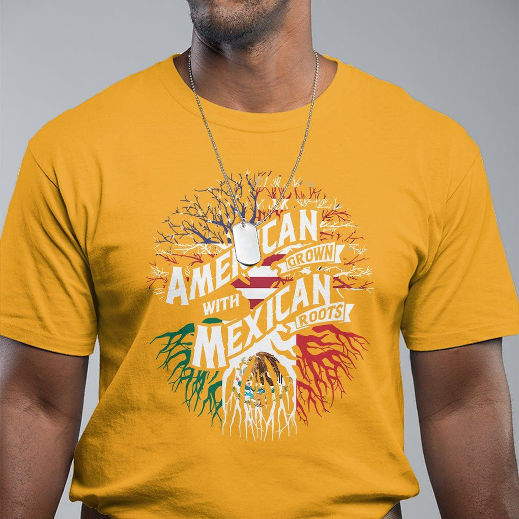 American Grown With Mexican Roots T Shirt TS09 Gold Printyourwear