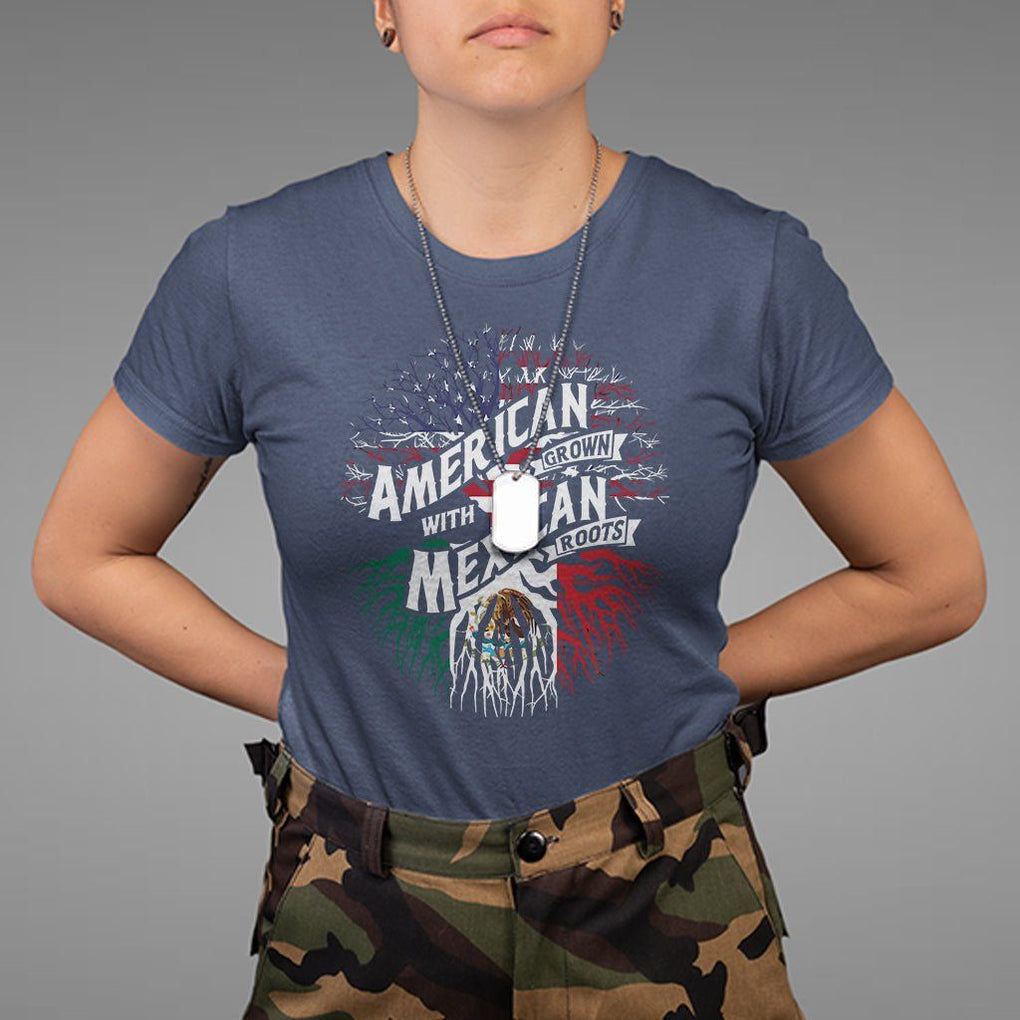 American Grown With Mexican Roots T Shirt TS09 Navy Printyourwear