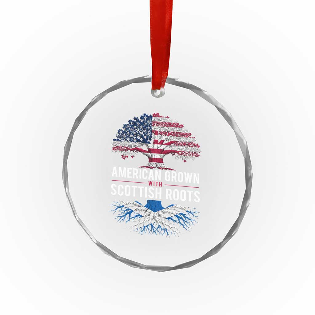 American Grown With Scottish Roots Crystal Glass Ornament Family Heritage USA Scotland Pride Gift