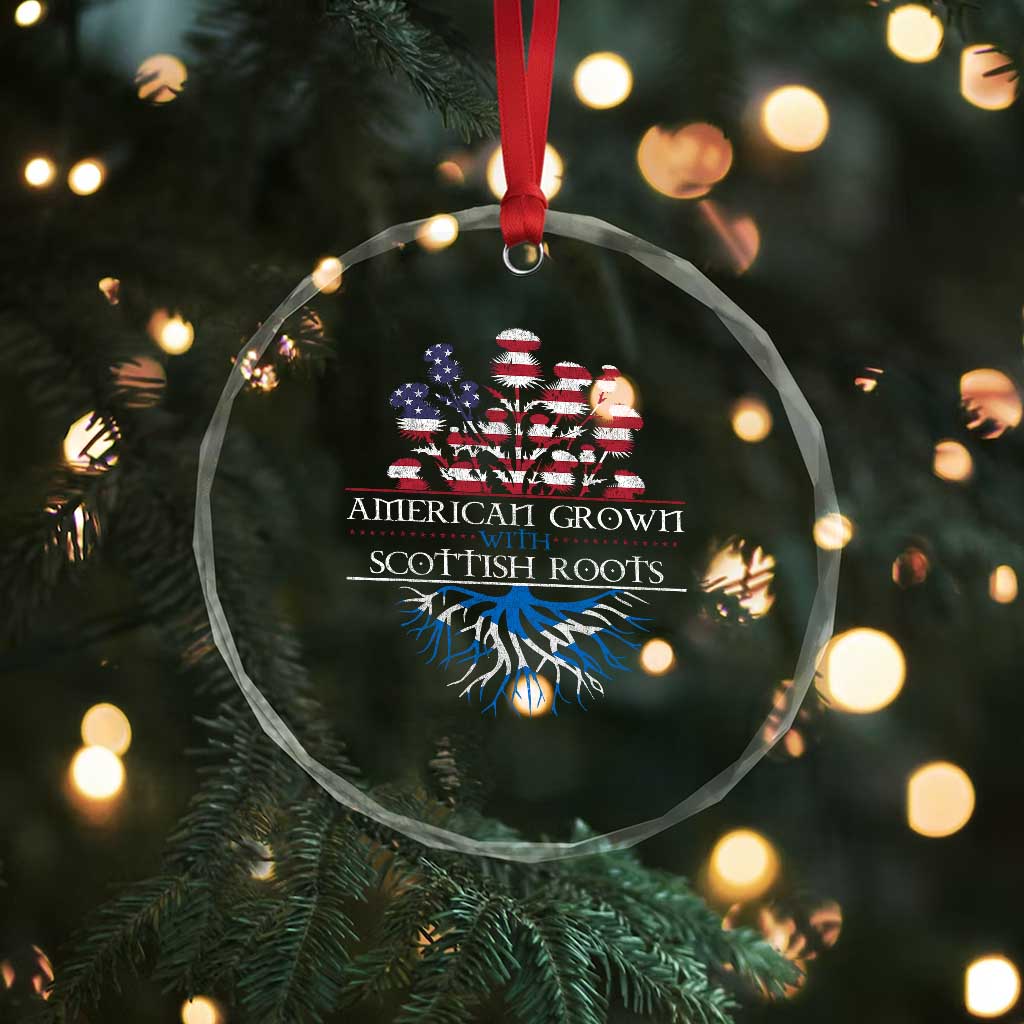 American Grown With Scottish Roots Crystal Glass Ornament Scottish American Heritage Thistle Flower TS11 Print Your Wear