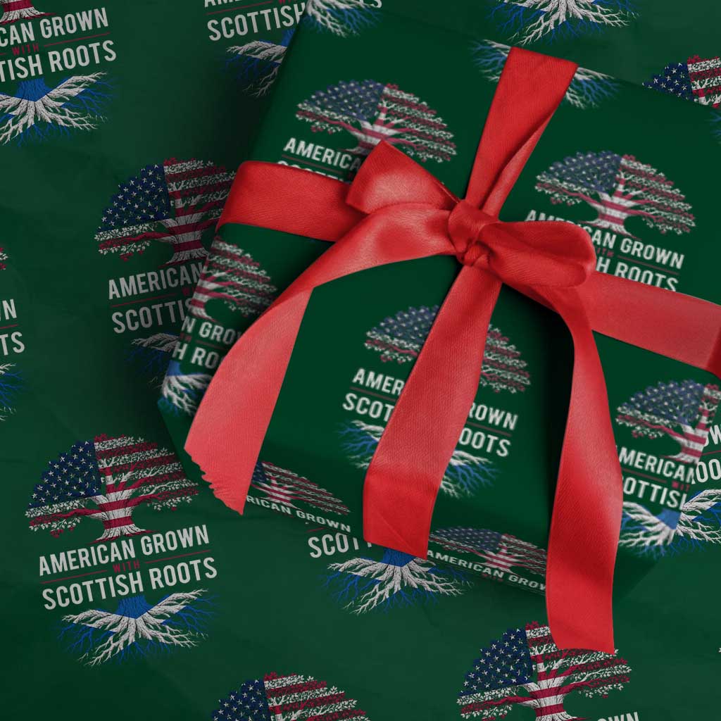 American Grown With Scottish Roots Wrapping Paper Roll Family Heritage USA Scotland Pride Gift TS10 Green Print Your Wear