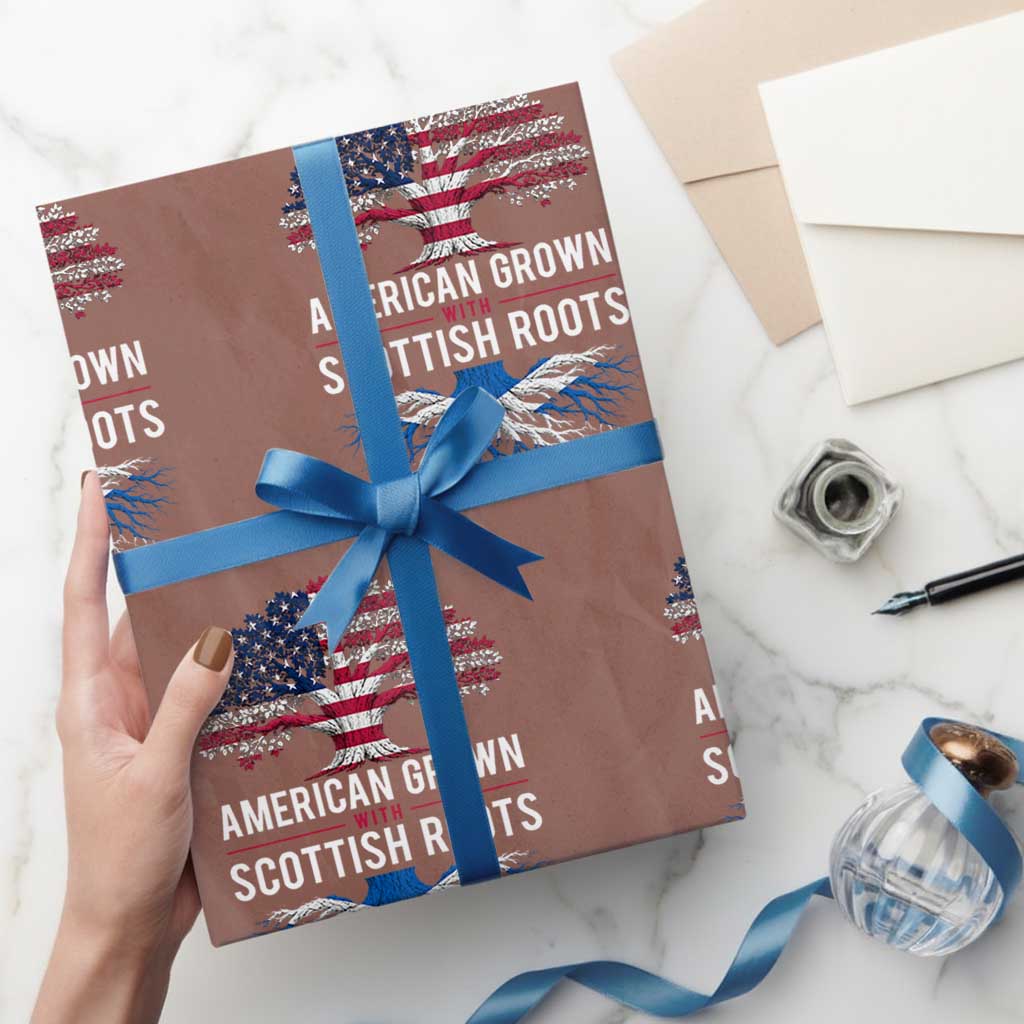 American Grown With Scottish Roots Wrapping Paper Roll Family Heritage USA Scotland Pride Gift TS10 Mocha Print Your Wear