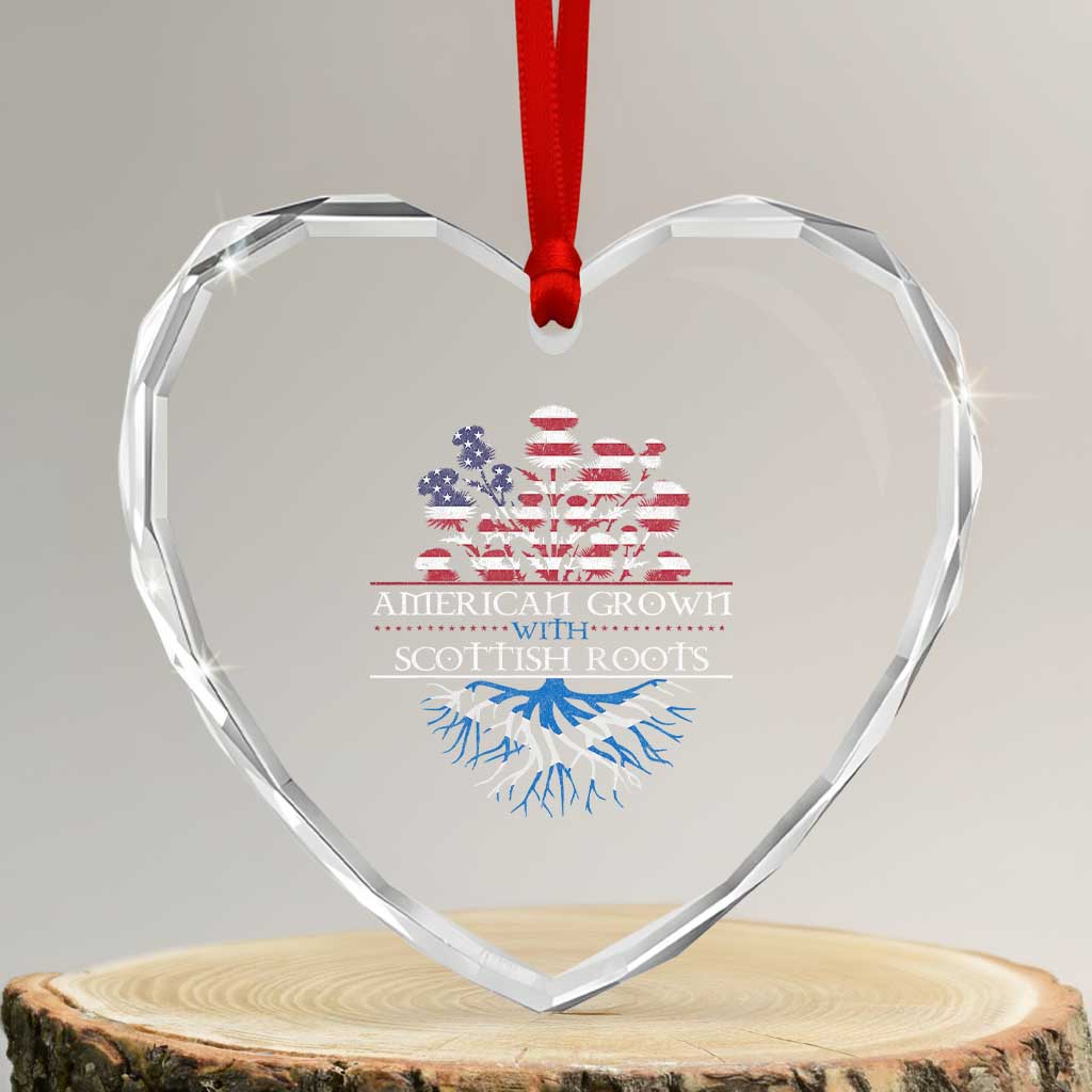 American Grown With Scottish Roots Heart Crystal Glass Ornament Scottish American Heritage Thistle Flower TS11 Transparent Glass 3'' Heart Print Your Wear