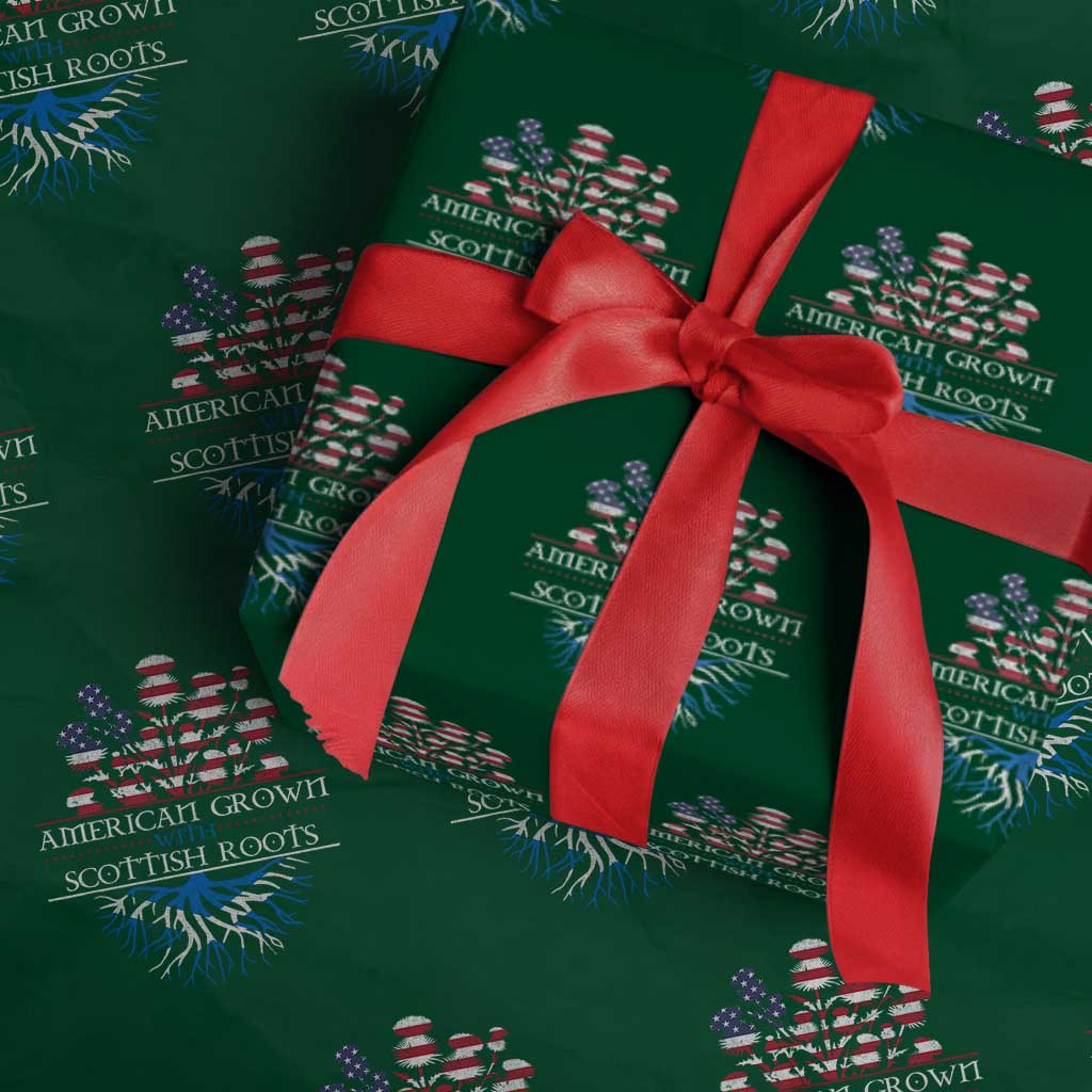 American Grown With Scottish Roots Wrapping Paper Roll Scottish American Heritage Thistle Flower TS11 Green Print Your Wear