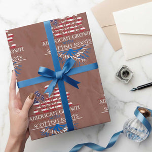 American Grown With Scottish Roots Wrapping Paper Roll Scottish American Heritage Thistle Flower TS11 Mocha Print Your Wear