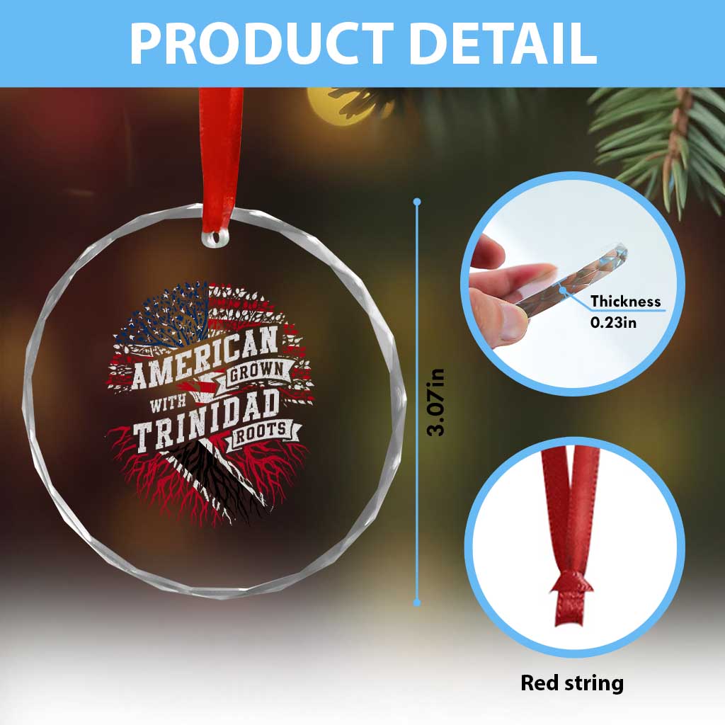 American Grown WIth Trinidad Roots Crystal Glass Ornament Proud Trinidadian and Tobagonian Americans