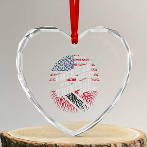 American Grown WIth Trinidad Roots Heart Crystal Glass Ornament Proud Trinidadian and Tobagonian Americans