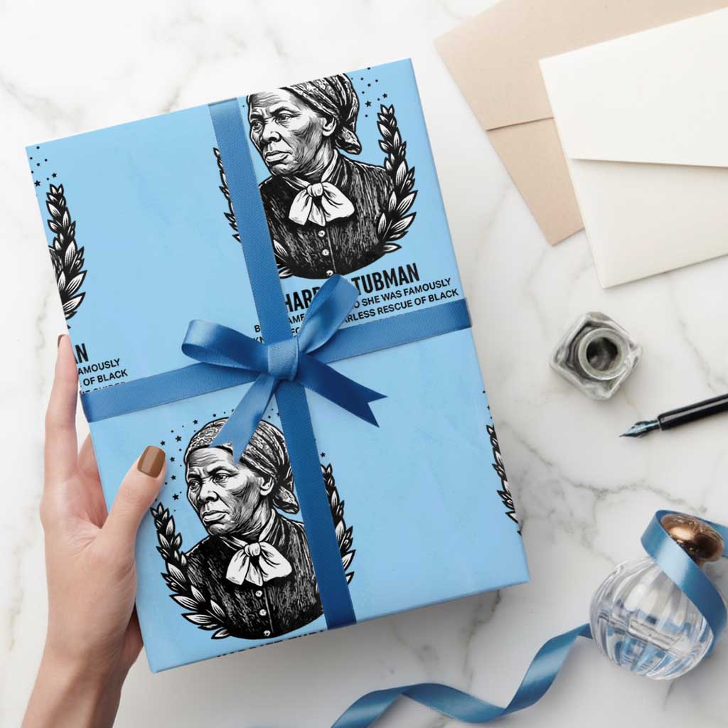 American Hero Harriet Tubman Wrapping Paper Roll Black History Leader Gift TS12 Light Blue Print Your Wear
