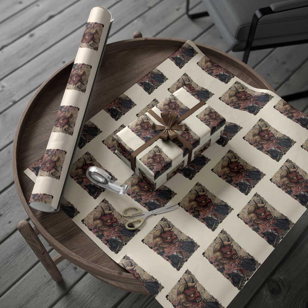 American Leader Oni Mask Japanese Ukiyoe Wrapping Paper Roll Political Parody Graphic TS12 Beige Print Your Wear