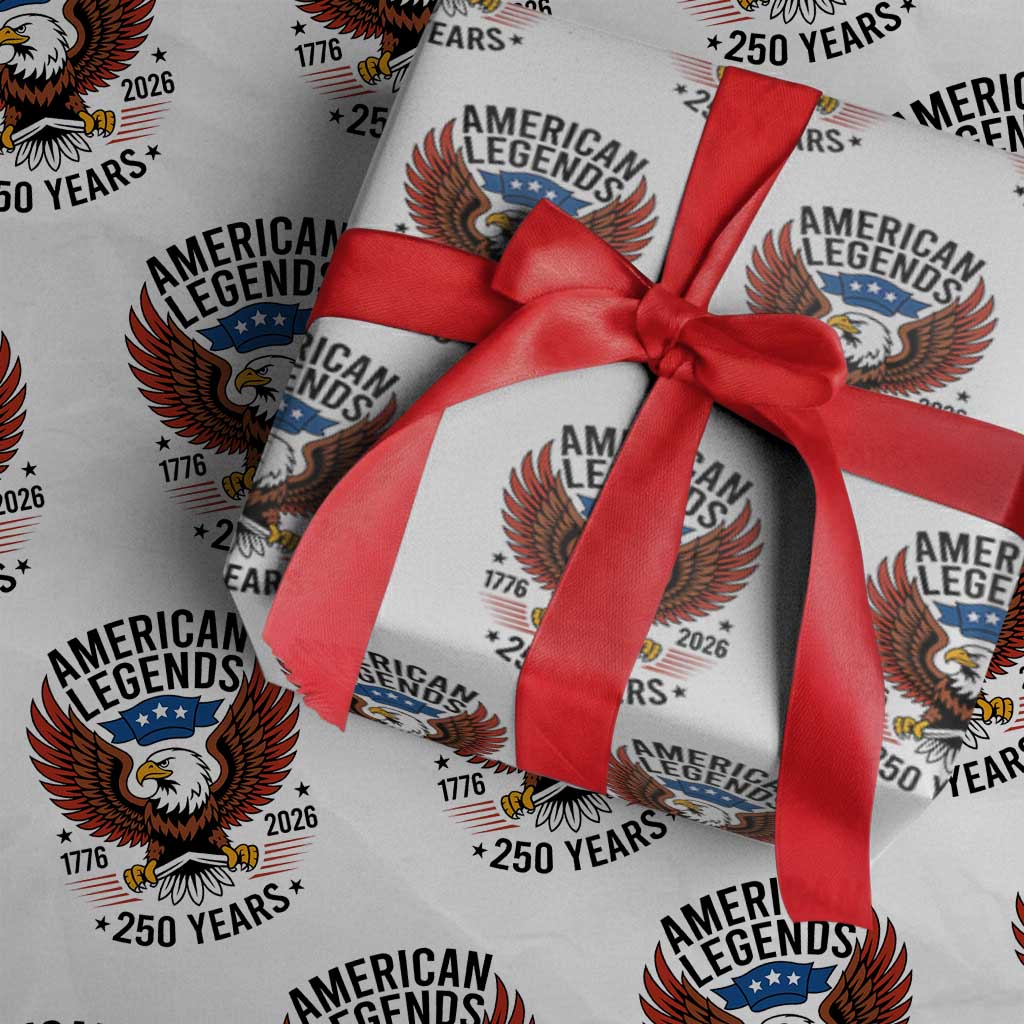American Legends Eagle Wrapping Paper Roll 250 Years Patriotic Heritage 1776 to 2026 Semiquincentennial TS02 White Print Your Wear