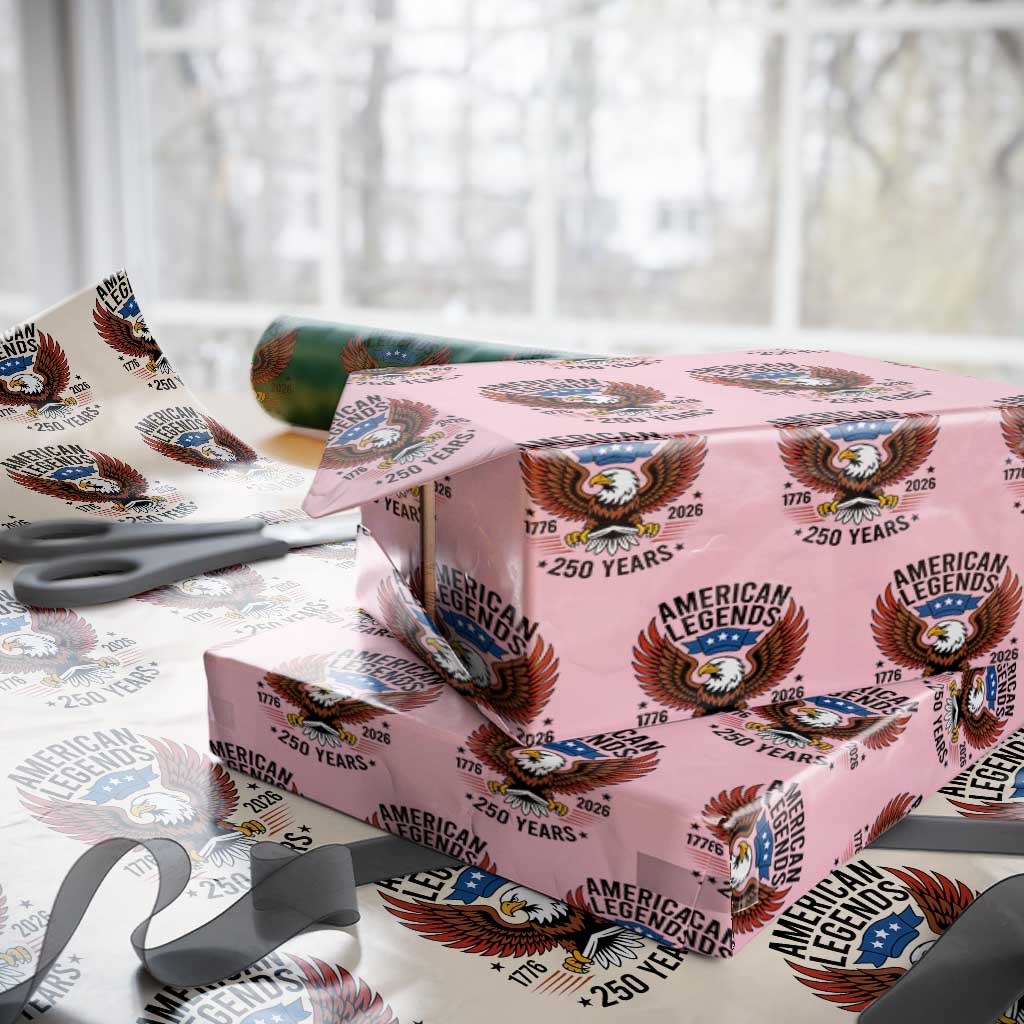 American Legends Eagle Wrapping Paper Roll 250 Years Patriotic Heritage 1776 to 2026 Semiquincentennial TS02 Light Pink Print Your Wear