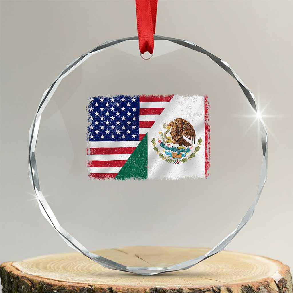 American Mexican Flag Crystal Glass Ornament Mexico Heritage Half Mexican Roots TS10 Transparent Glass 3'' Circle Print Your Wear