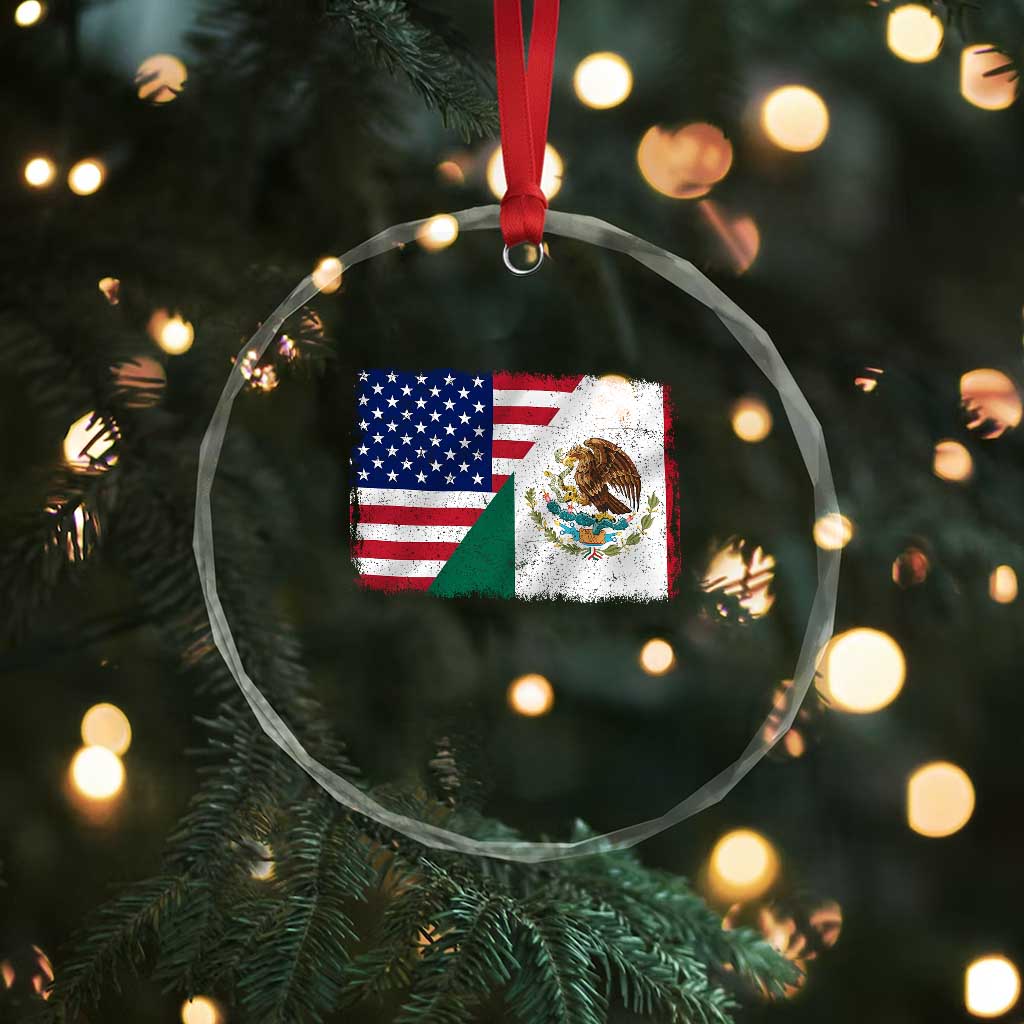 American Mexican Flag Crystal Glass Ornament Mexico Heritage Half Mexican Roots TS10 Print Your Wear