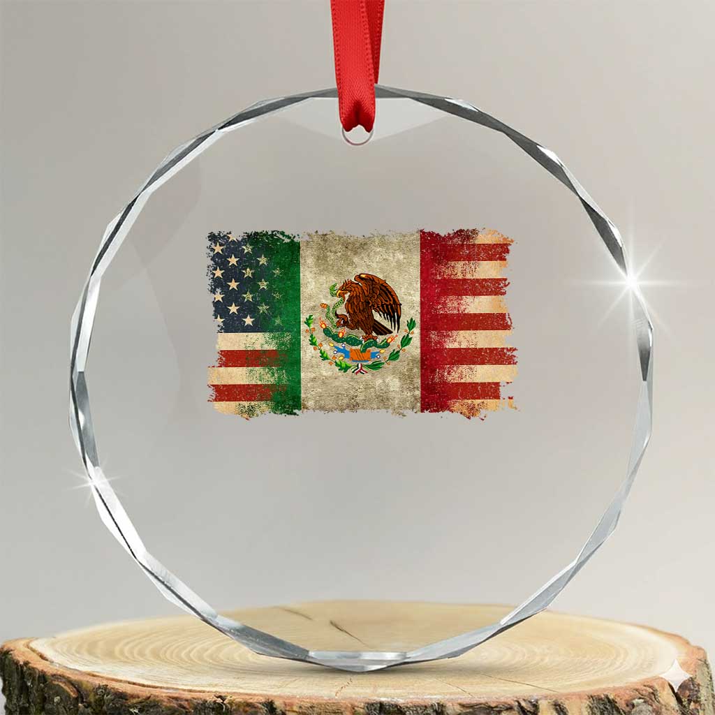 American Mexican Flag Crystal Glass Ornament Mexico Heritage Mexican Roots TS10 Transparent Glass 3'' Circle Print Your Wear