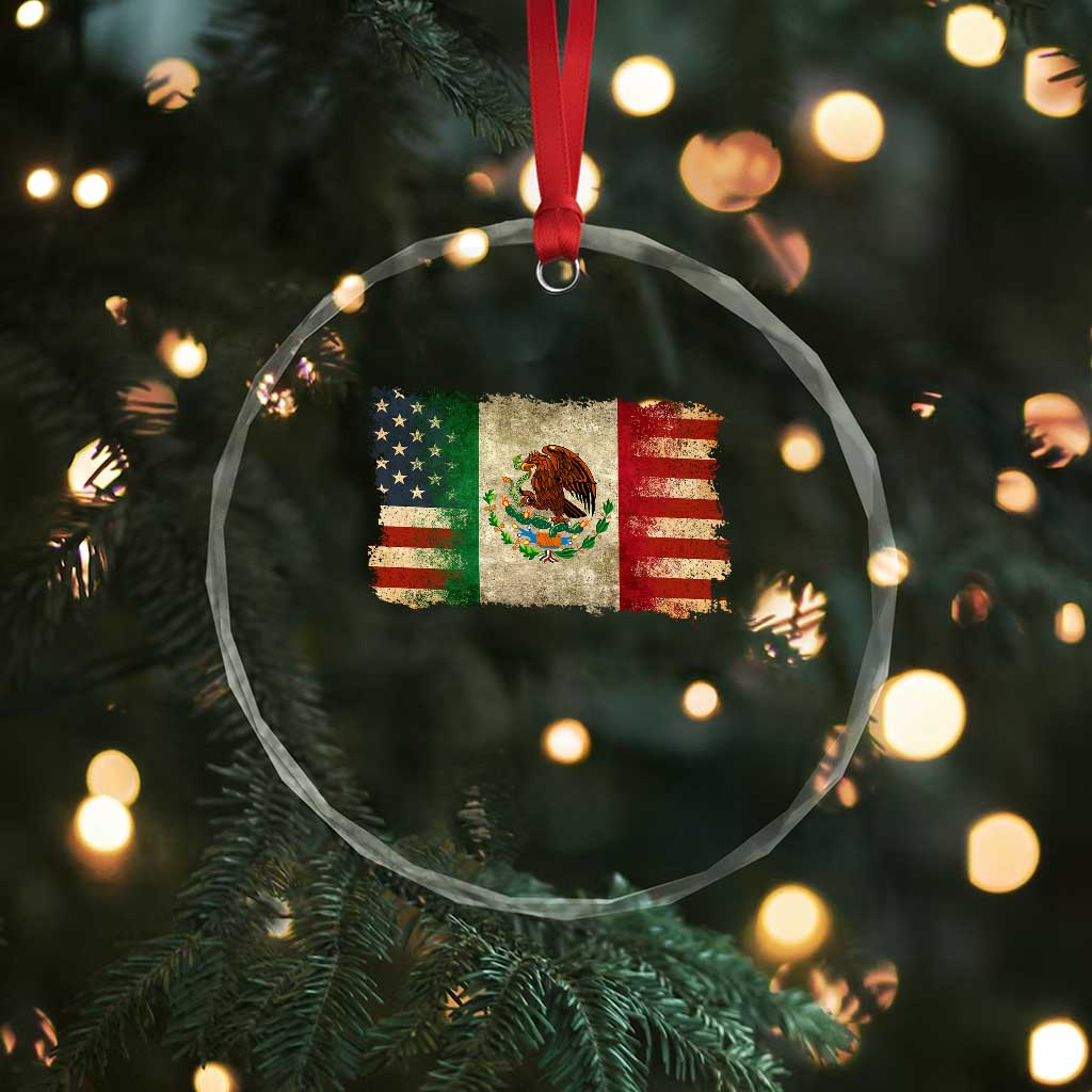 American Mexican Flag Crystal Glass Ornament Mexico Heritage Mexican Roots TS10 Print Your Wear