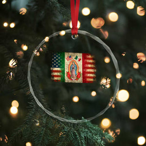 American Mexican Flag Crystal Glass Ornament Virgin Mary Mexico Heritage Mexican Roots TS10 Print Your Wear