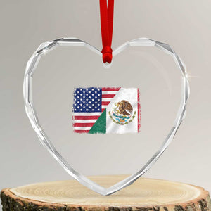 American Mexican Flag Heart Crystal Glass Ornament Mexico Heritage Half Mexican Roots TS10 Transparent Glass 3'' Heart Print Your Wear