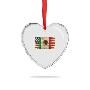 American Mexican Flag Heart Crystal Glass Ornament Mexico Heritage Mexican Roots TS10 Print Your Wear