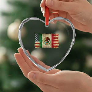 American Mexican Flag Heart Crystal Glass Ornament Mexico Heritage Mexican Roots TS10 Print Your Wear