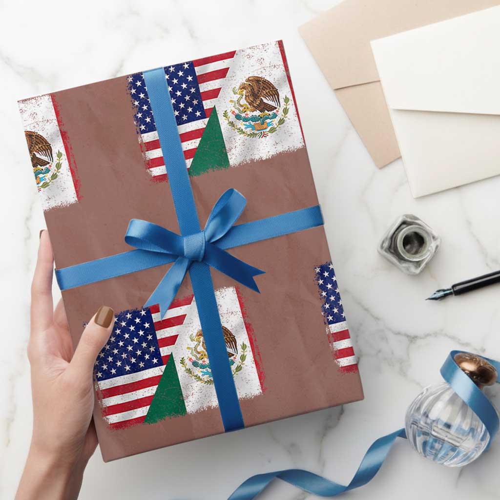 American Mexican Flag Wrapping Paper Roll Mexico Heritage Half Mexican Roots TS10 Mocha Print Your Wear